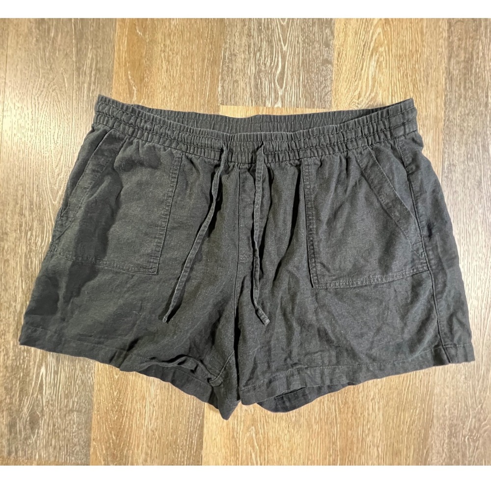 Old Navy Shorts Womens XL Black Linen Blend Drawstring Elastic Waist Pockets